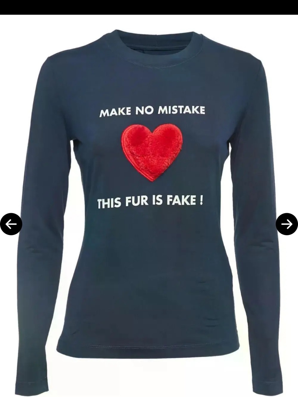 Moschino Vintage Navy Long-Sleeve Top with Red Heart Applique size 46 Small